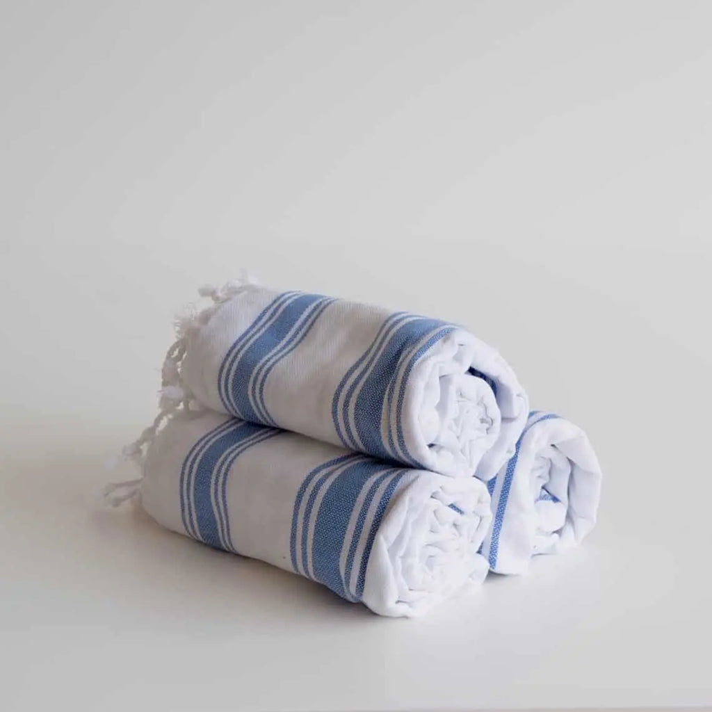 Blankets - Blue & White Stripe (Set of 8)︱Island Collection Waiheke