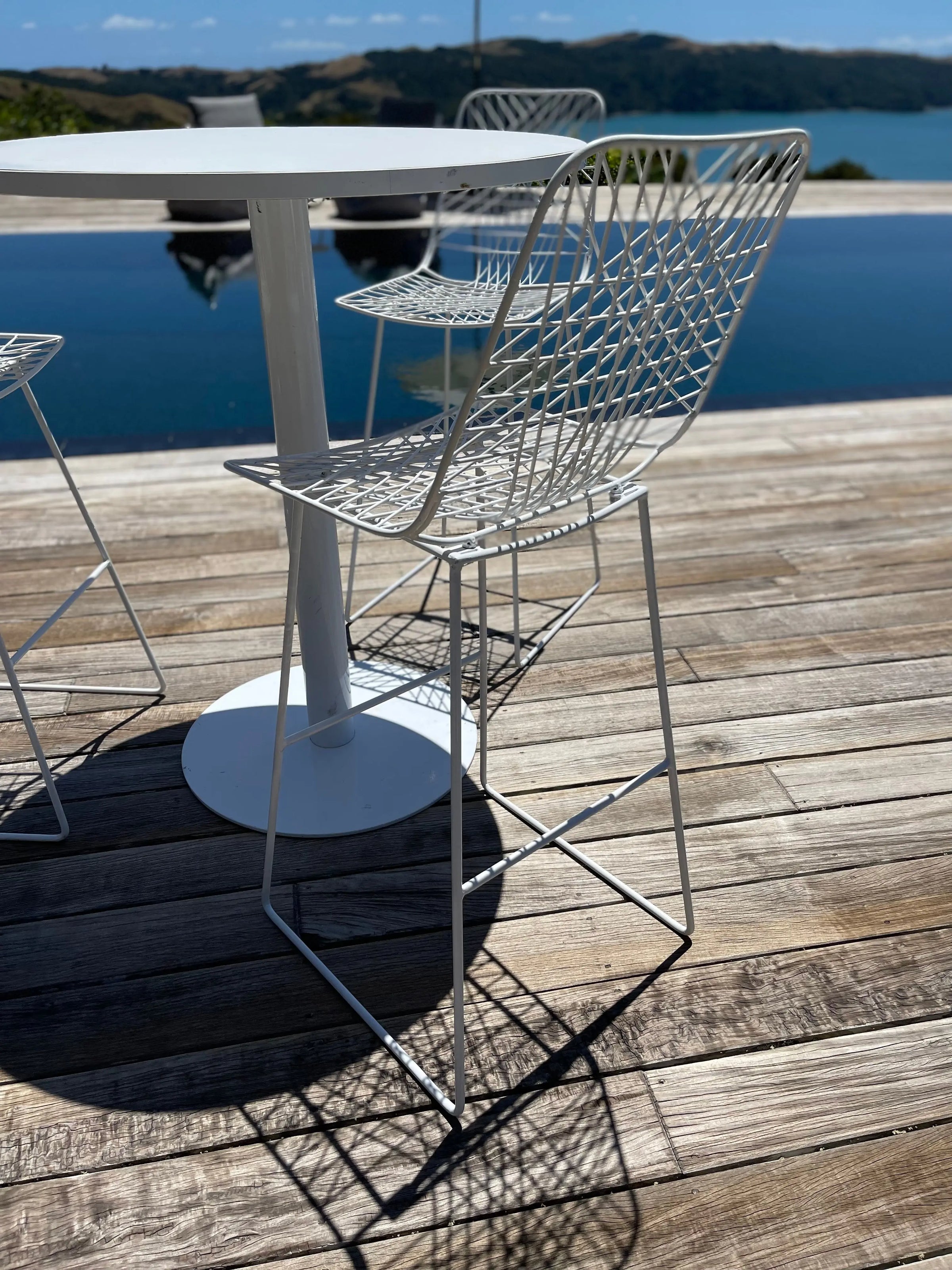 White Bar Stools Wire │ Hire │ The Island Collection Island