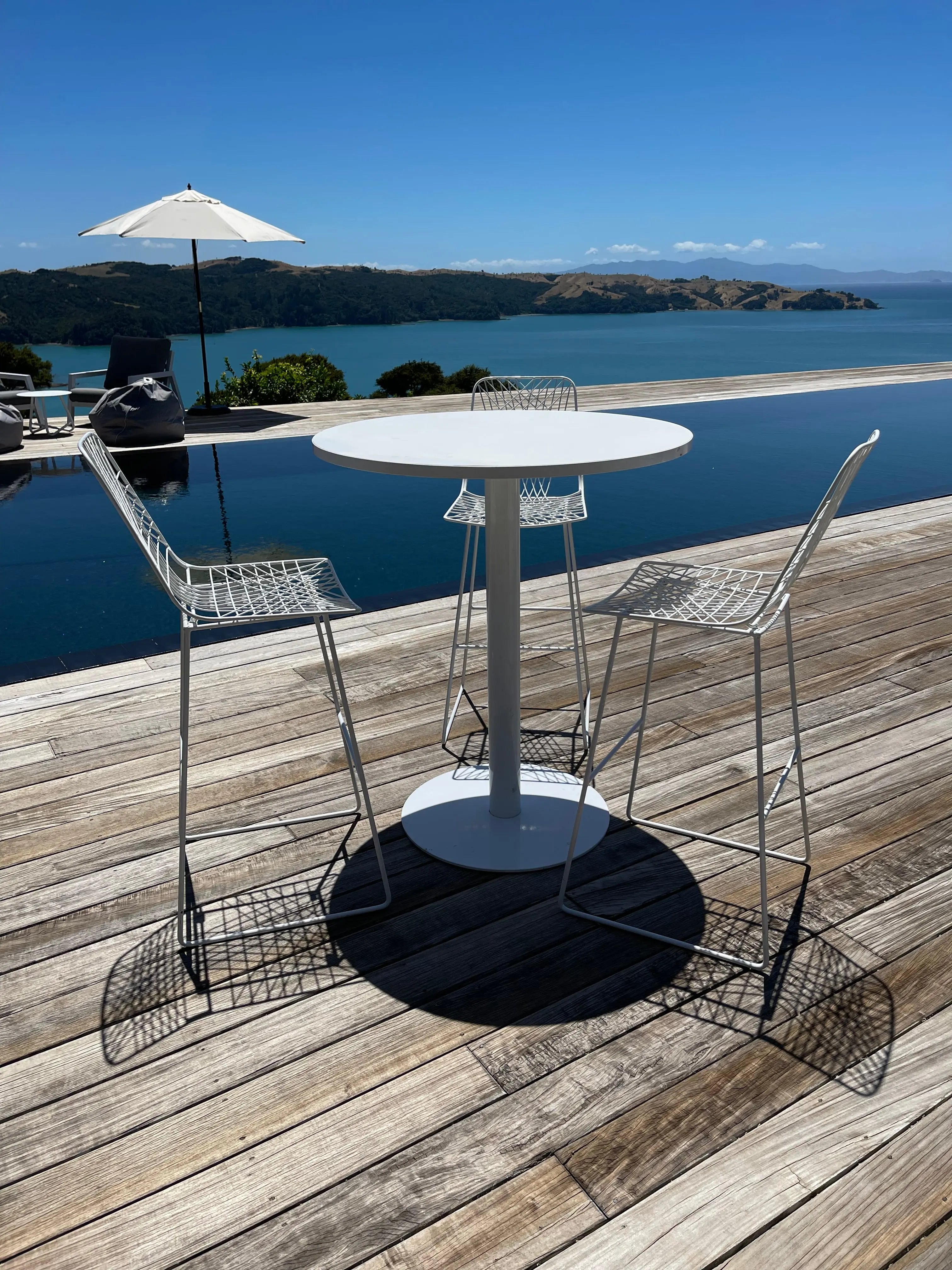 White Bar Stools Wire │ Hire │ The Island Collection Island